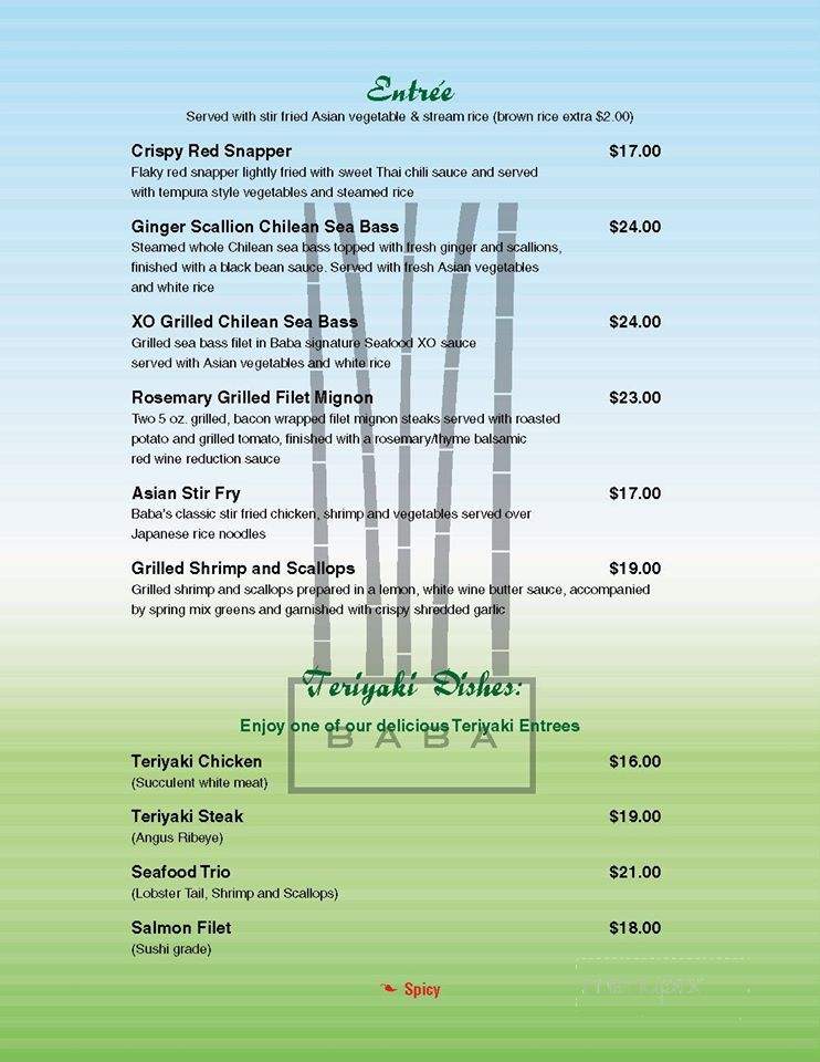 Baba Sushi - Sturbridge, MA menu_pic