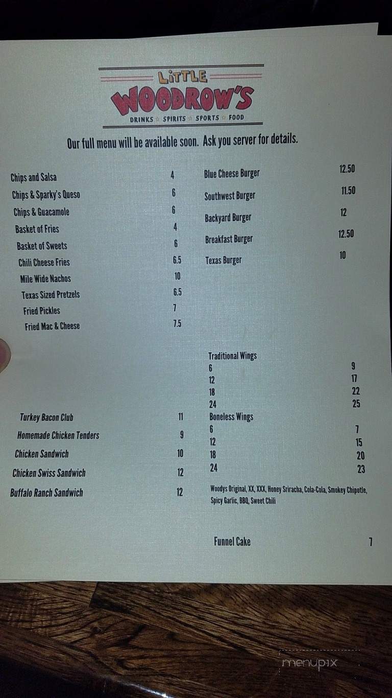 Little Woodrows on Ross - Dallas, TX menu_pic