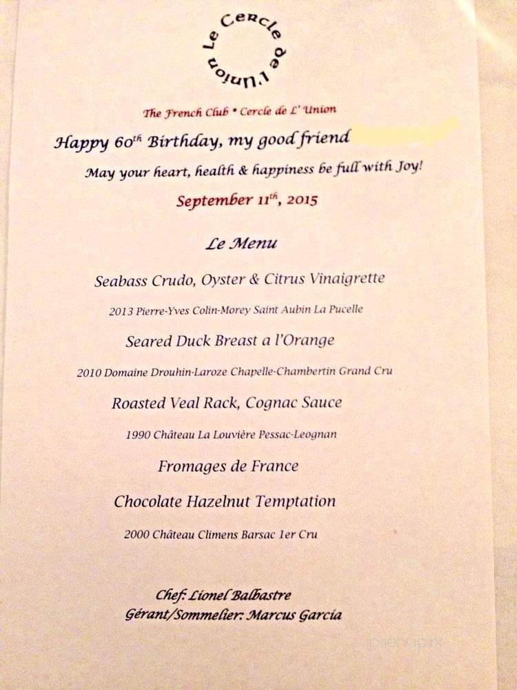 The French Club - San Francisco, CA menu_pic