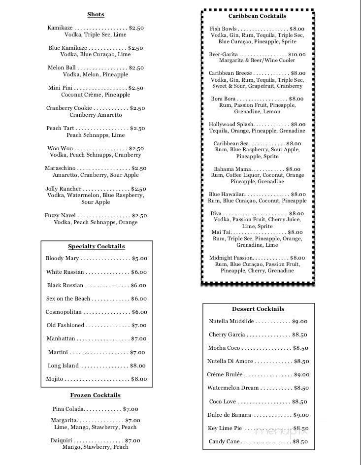 Caribbean Resort Tiki Bar - Hollywood, FL menu_pic
