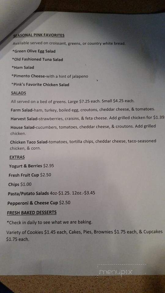The Pink Cupboard Bakery - Parkersburg, WV menu_pic