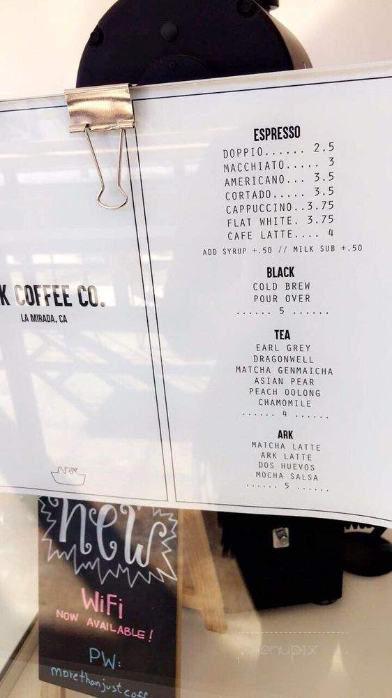 ARK Coffee Co - La Mirada, CA menu_pic