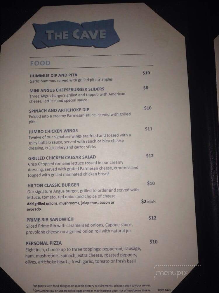 The Cave Bar - Bloomingdale, IL menu_pic