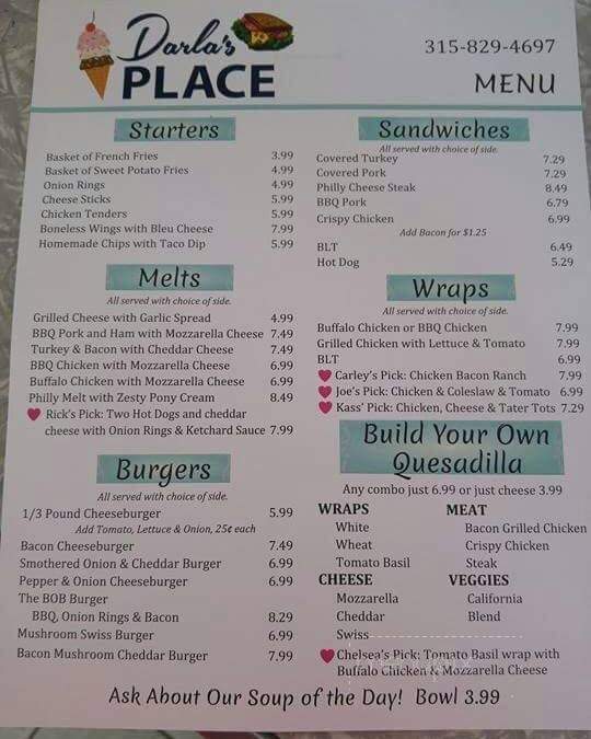 Darla's Place - Vernon, NY menu_pic