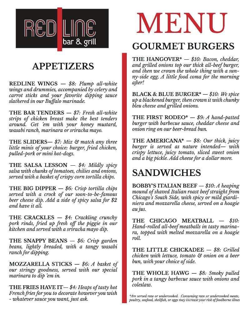 red line bar - Nashville, TN menu_pic