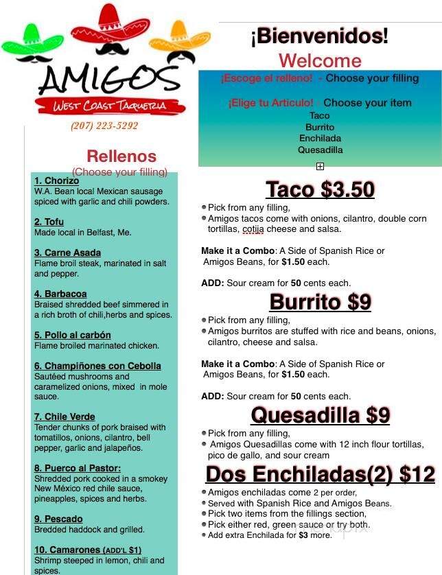 Amigos - Winterport, ME menu_pic