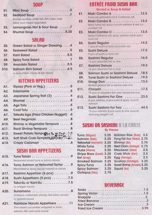 Asari Sushi - New York, NY menu_pic