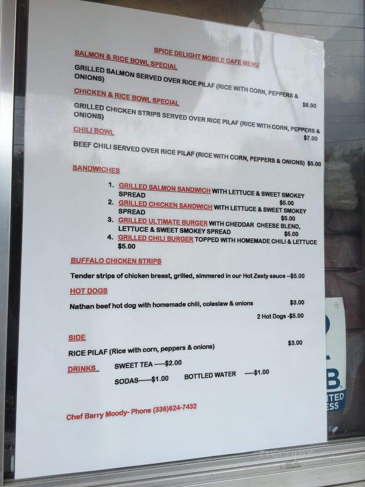 Spice Delight Mobile Cafe - Winston-Salem, NC menu_pic