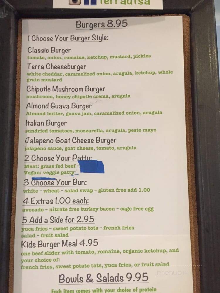 Terra - Jasper, AB menu_pic