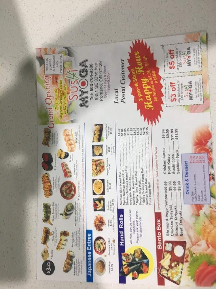 Sushi Mioga - Happy Valley, OR menu_pic