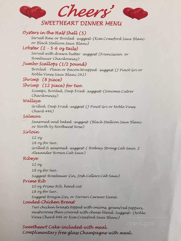 Cheer's Bar & Grill at Tagalong - Birchwood, WI menu_pic