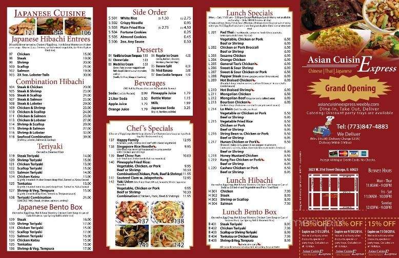 Asian Cuisine Express - Chicago, IL menu_pic
