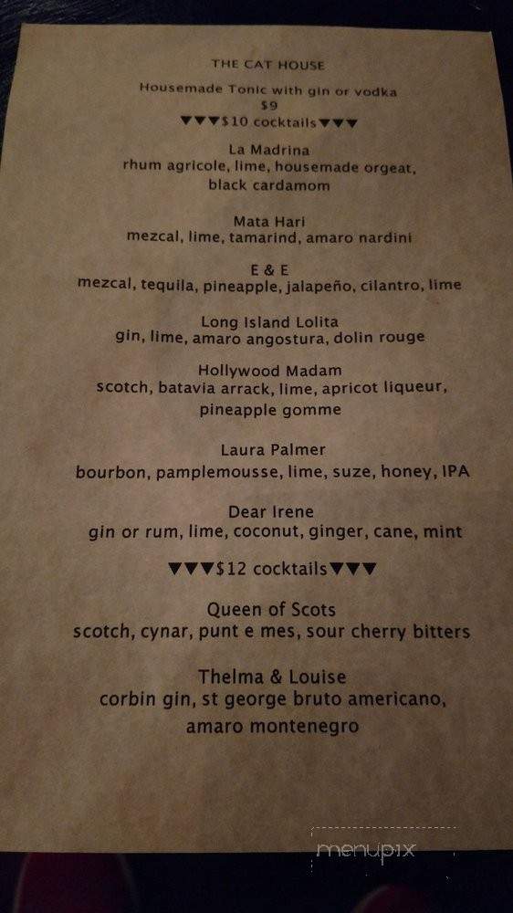 The Cat House - Oakland, CA menu_pic