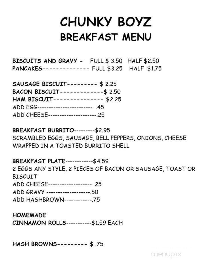Chunky Boyz BBQ - Puxico, MO menu_pic