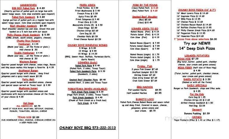 Chunky Boyz BBQ - Puxico, MO menu_pic