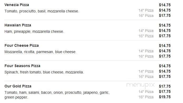 Gold Pizza Cafe - Miami Beach, FL menu_pic