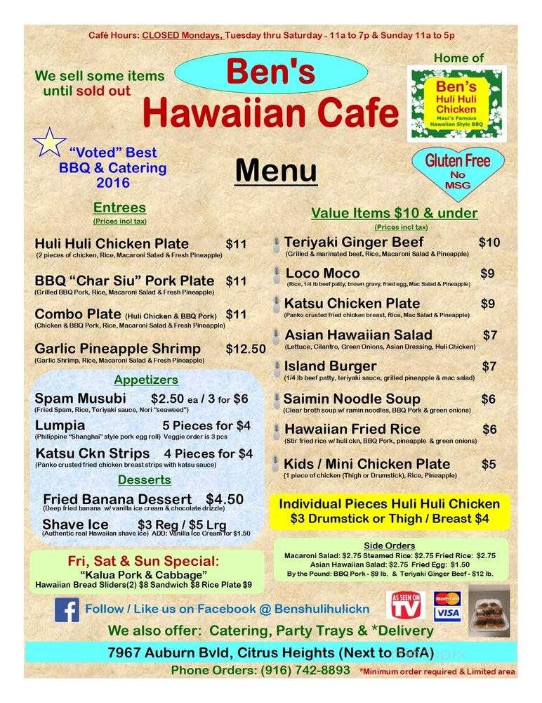 Ben's Huli Huli Chicken - Citrus Heights, CA menu_pic