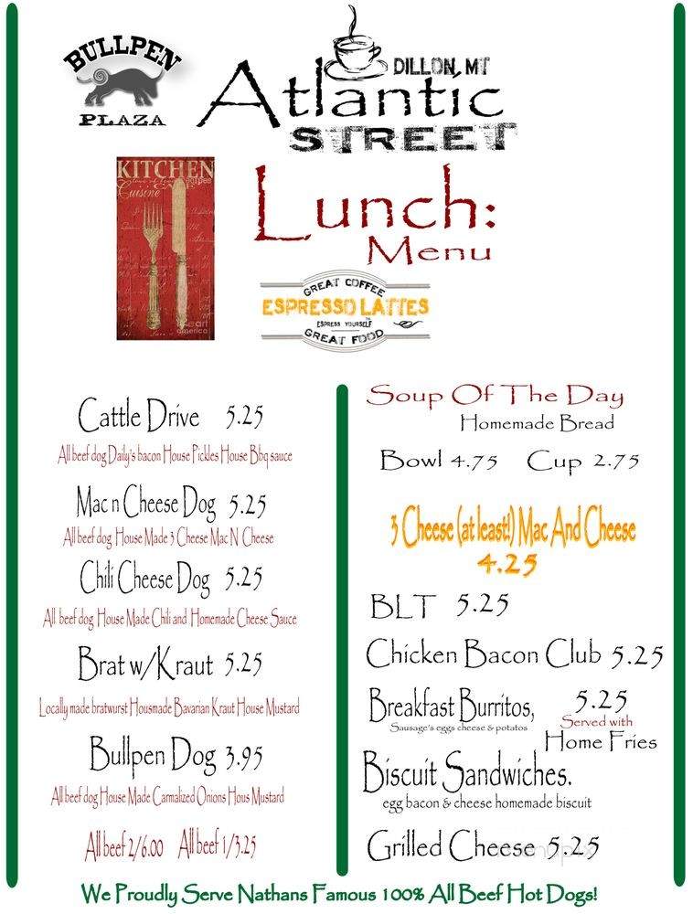 The Old Bull Pen - Dillon, MT menu_pic