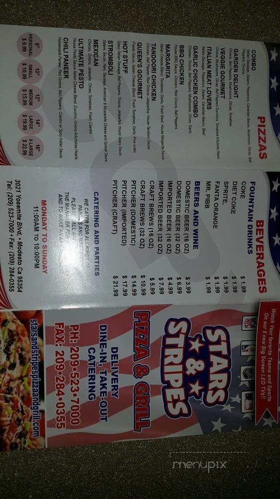 Stars & Stripes - Modesto, CA menu_pic