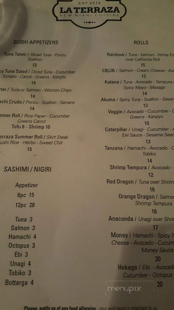 La Terraza - Miami, FL menu_pic