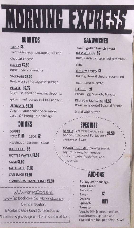 Morning Express - Haleiwa, HI menu_pic