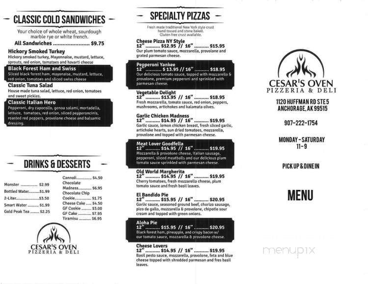 Cesar's Oven Pizzeria & Deli - Anchorage, AK menu_pic