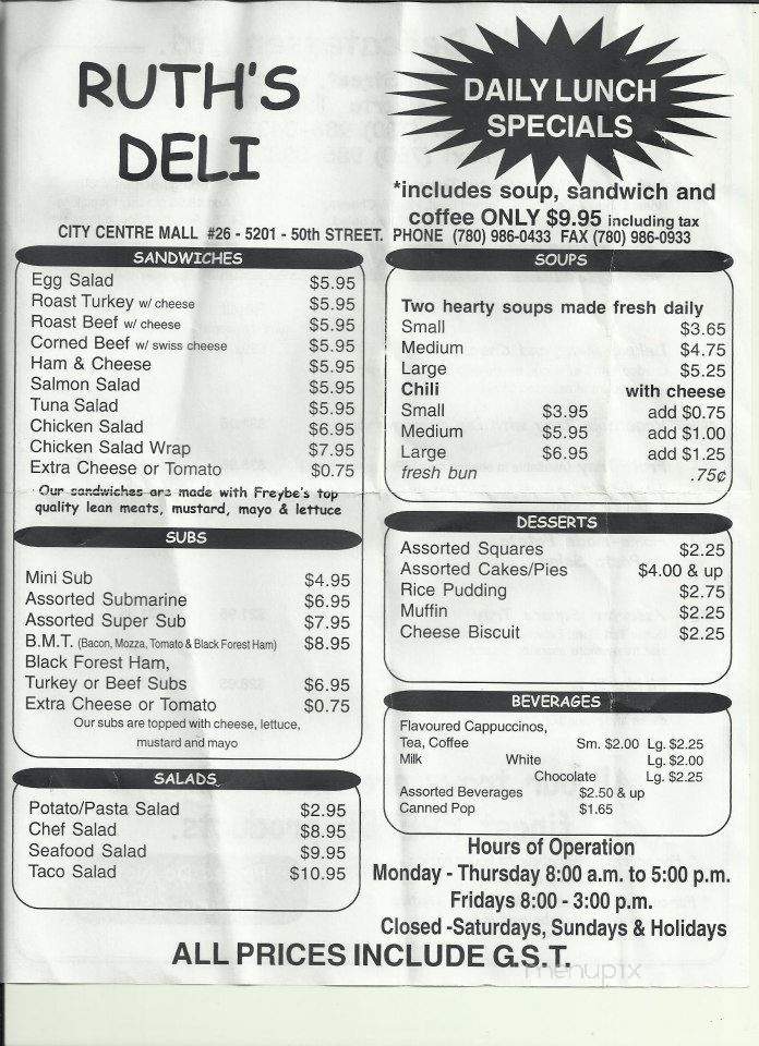 Ruth's Deli - Milton, FL menu_pic