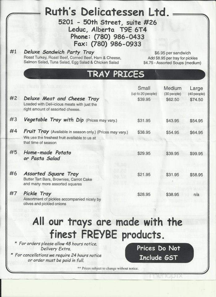 Ruth's Deli - Milton, FL menu_pic