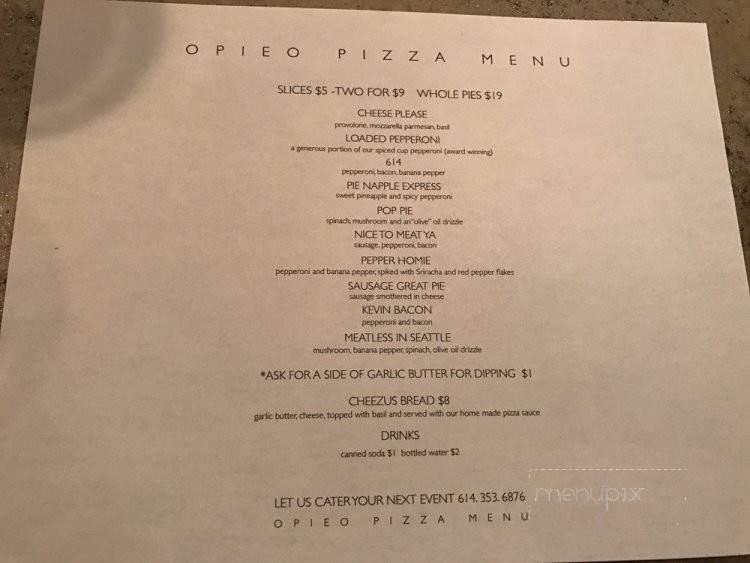 Opieo Pizza - Tampa Bay, FL menu_pic