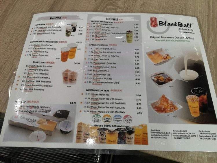 Blackball Taiwanese Dessert - Rowland Heights, CA menu_pic