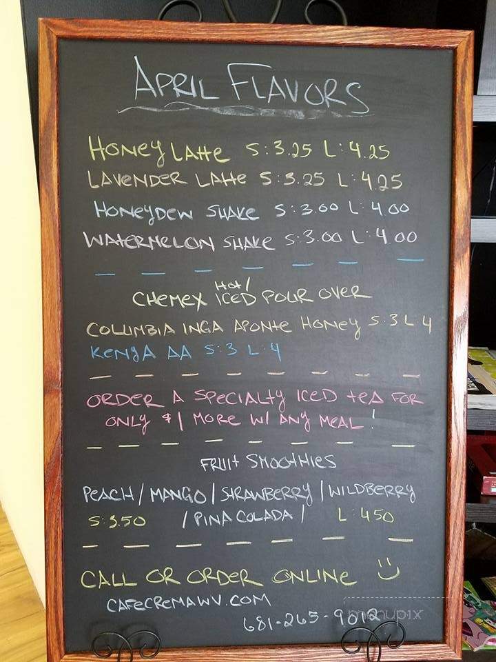 Cafe Crema - Charleston, WV menu_pic