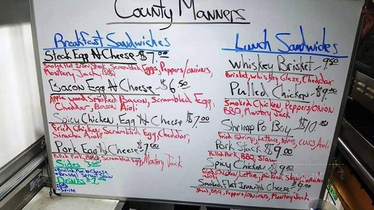 County Manners - Indian Head, MD menu_pic