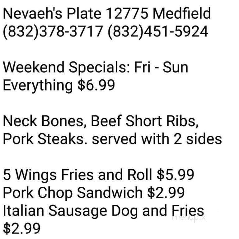 /28822692/Nevaehs-Plate-Menu-Houston-TX - Houston, TX