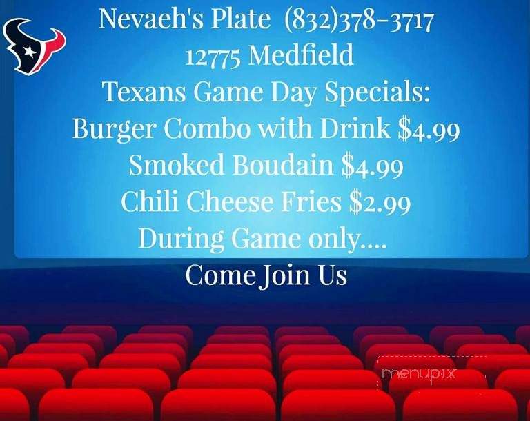 /28822692/Nevaehs-Plate-Menu-Houston-TX - Houston, TX