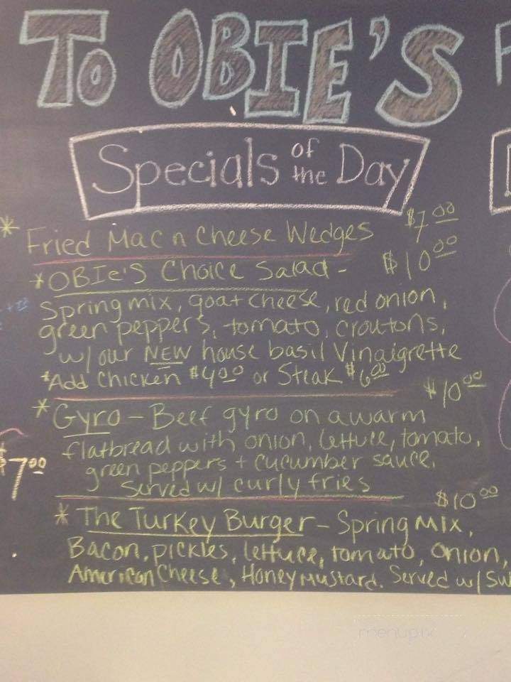 Obie's Pizza & Grub - Glastonbury, CT menu_pic
