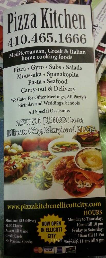 Pizza Kitchen - Ellicott City, MD menu_pic