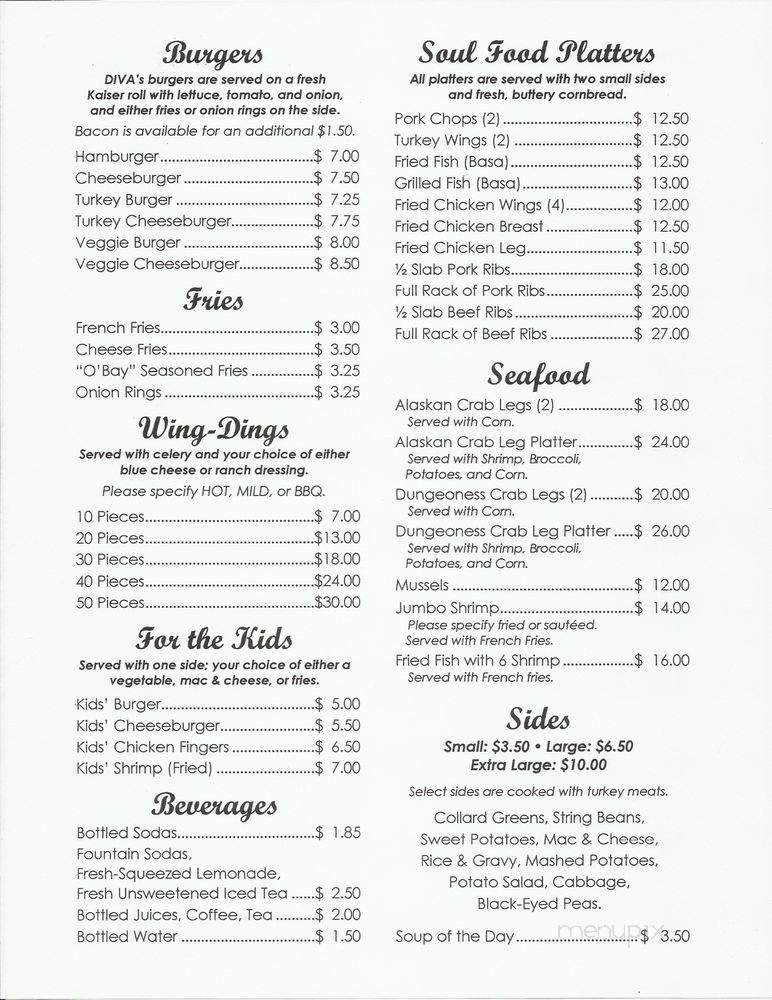 Diva's Kitchen - Norristown, PA menu_pic