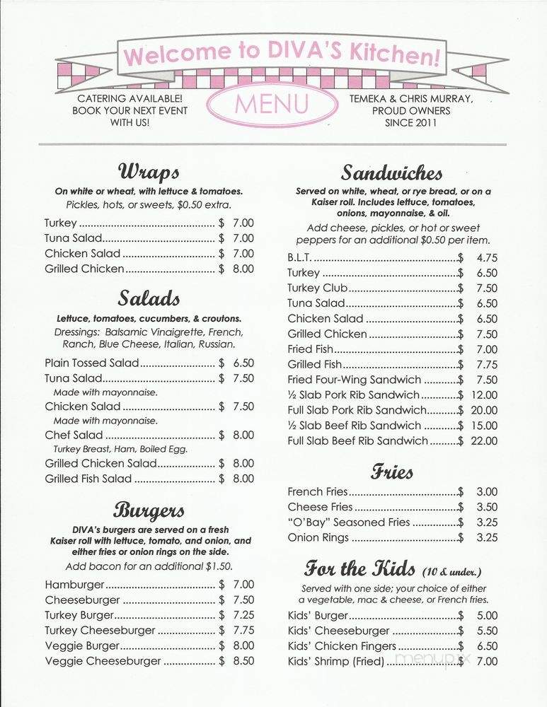 Diva's Kitchen - Norristown, PA menu_pic