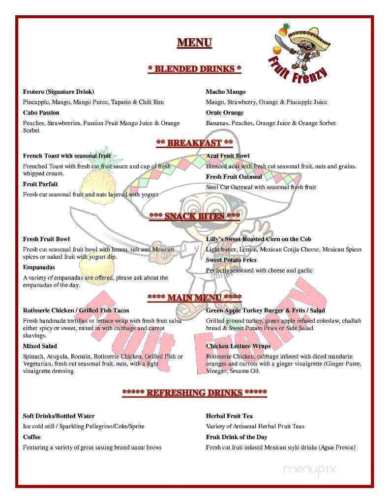 Fruit Frenzy Truck - Los Angeles, CA menu_pic