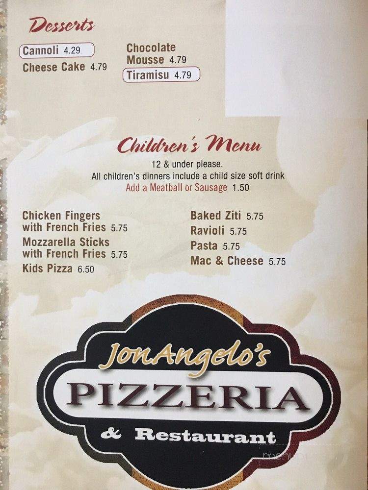 JonAngelo's Pizzeria - Warwick, NY menu_pic