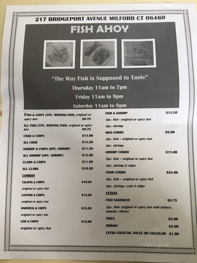 Fish Ahoy Fish & Chips - Bridgeport, CT menu_pic