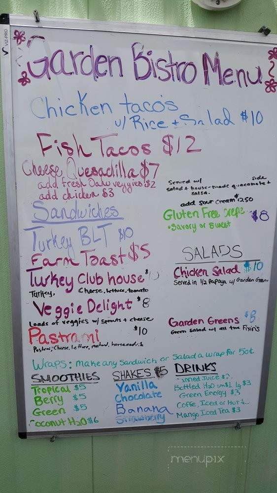The Garden Bistro - Kaneohe, HI menu_pic