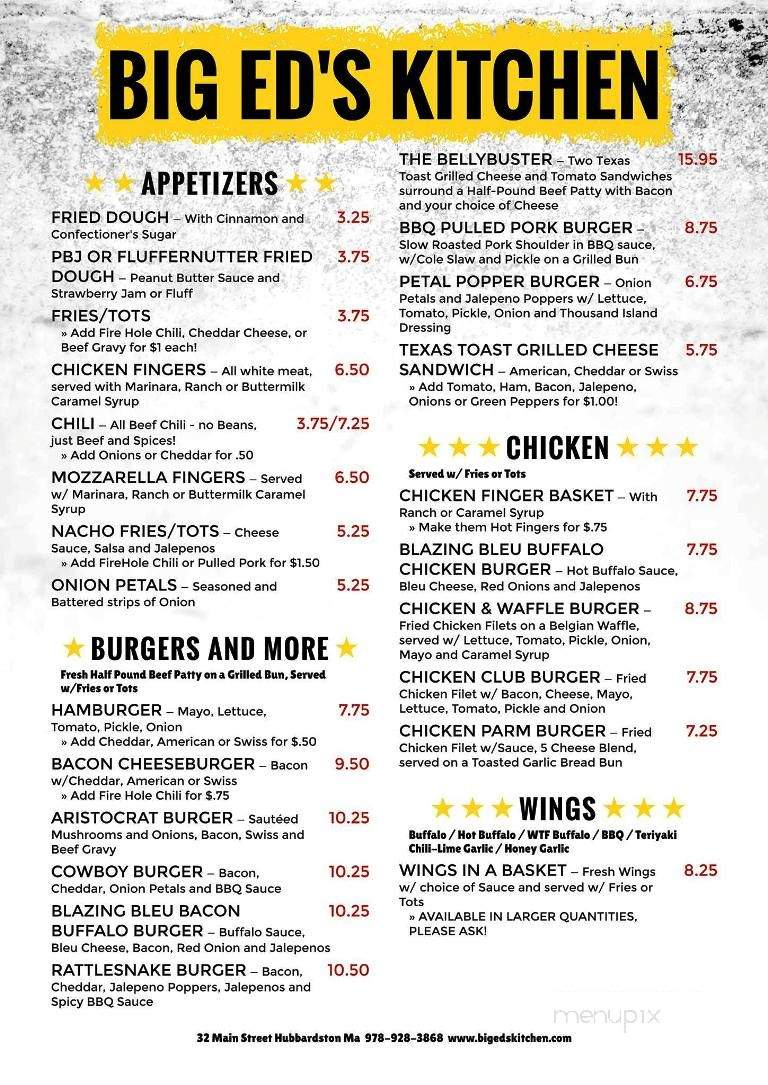 Big Ed's Kitchen - Hubbardston, MA menu_pic