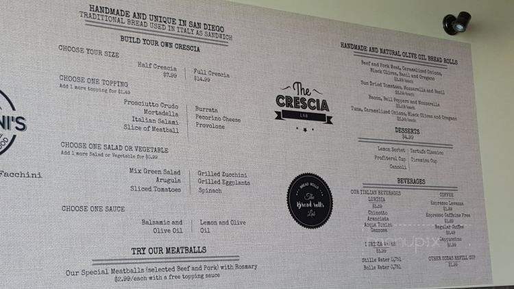 Facchini's - San Diego, CA menu_pic