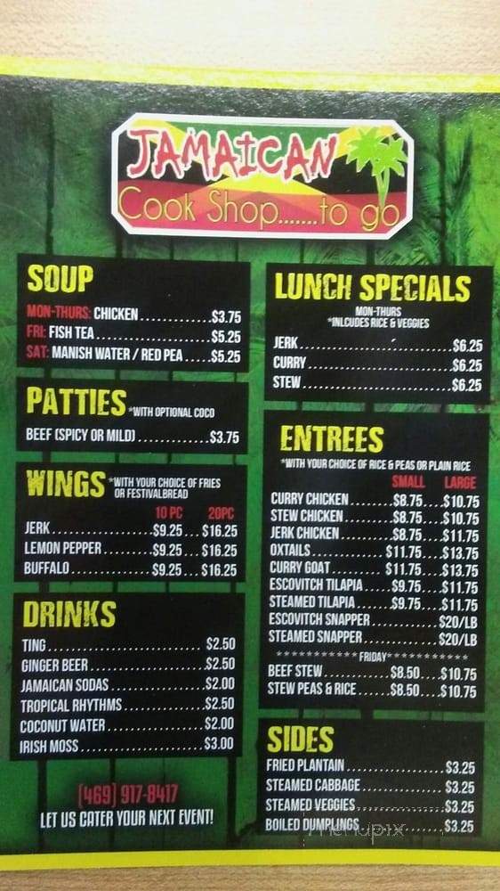 Jamaican Cook Shop - Mesquite, TX menu_pic