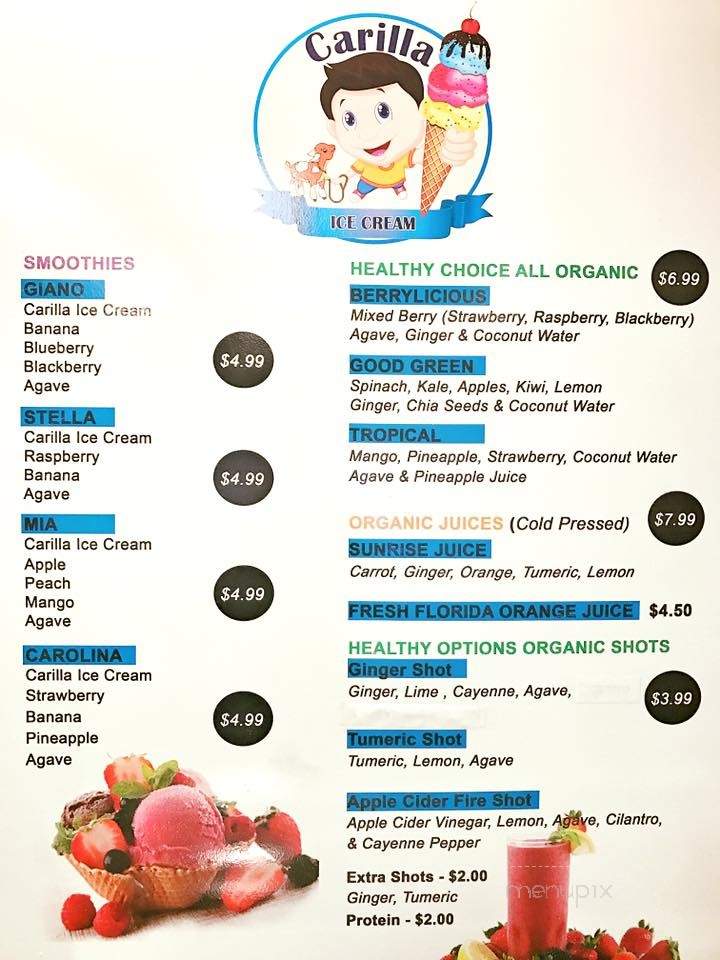 Carilla Ice Cream - West Palm Beach, FL menu_pic