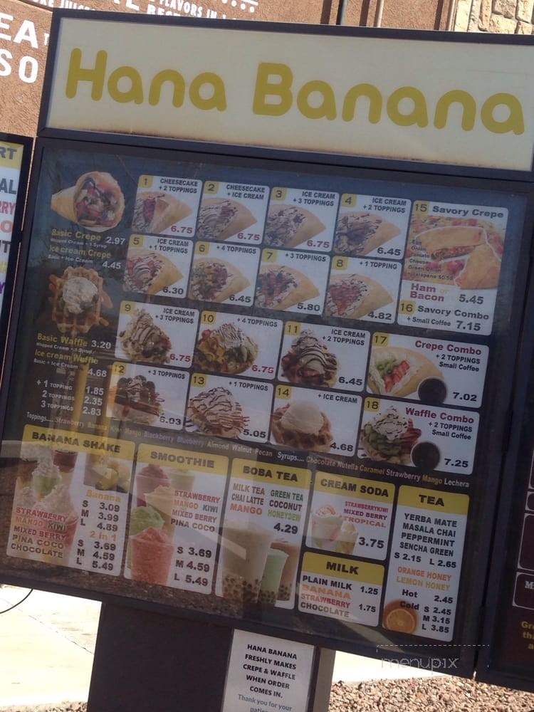 Hana Banana - El Paso, TX menu_pic
