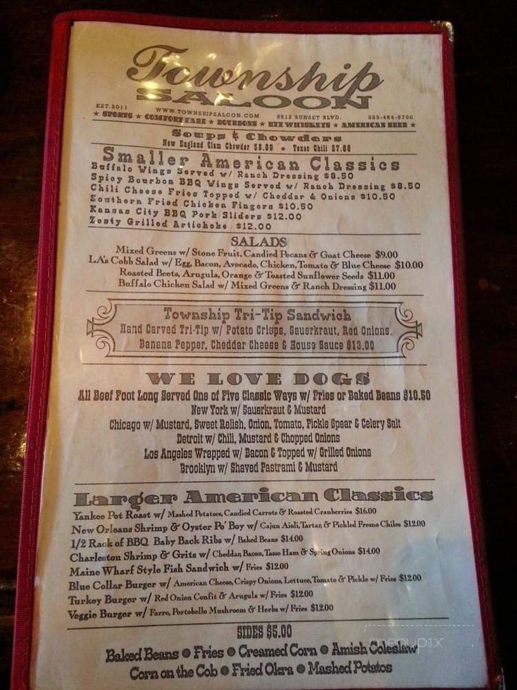 Township Saloon - Los Angeles, CA menu_pic