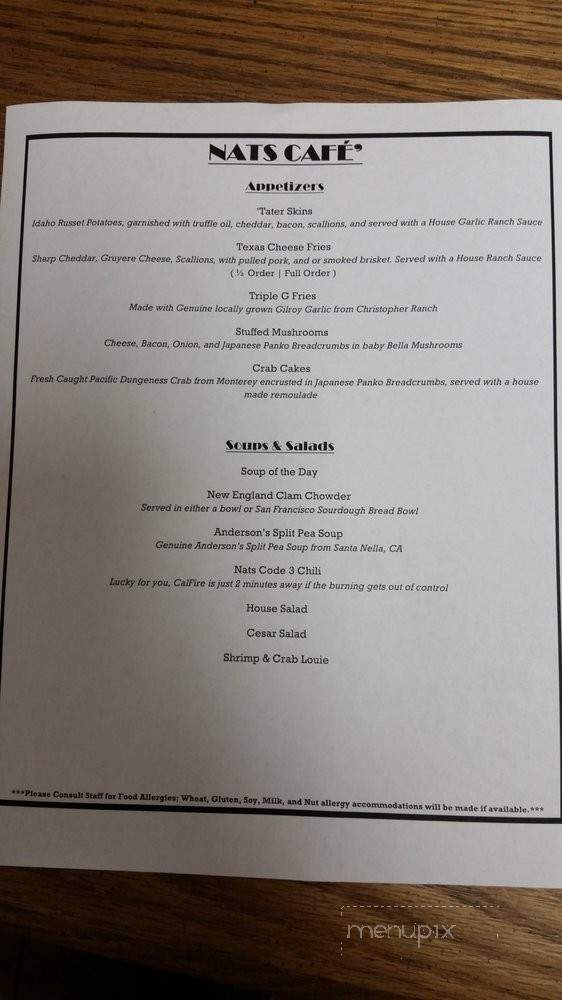 Nats Cafe' - Gilroy, CA menu_pic