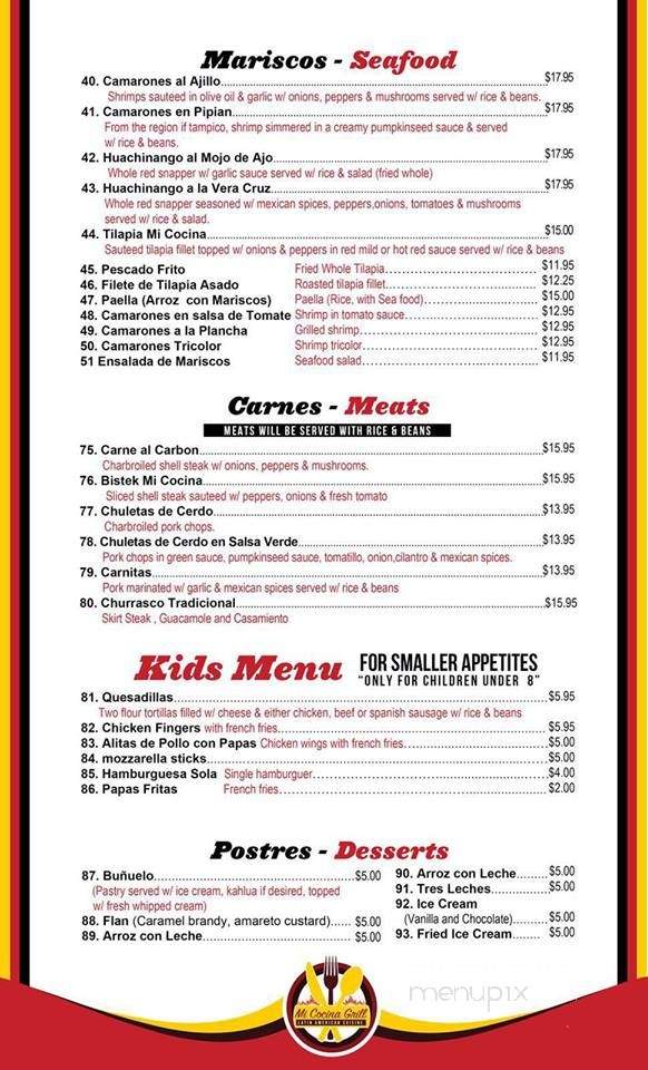 Mi Cocina Grill - West Orange, NJ menu_pic